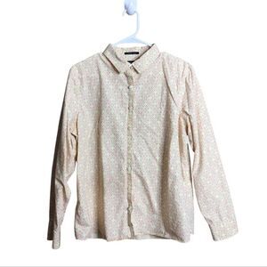 Lands End Womens Supima Cotton Button Front Long Sleeve Shirt Size 16